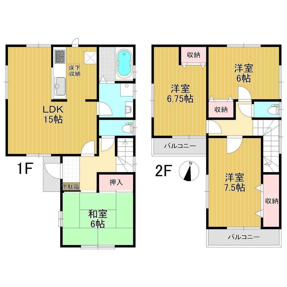 Floor plan. (1 Building), Price 26,800,000 yen, 4LDK, Land area 122.45 sq m , Building area 96.89 sq m