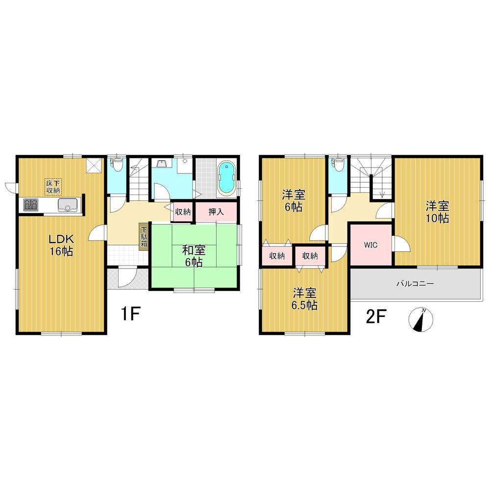 Floor plan. (Building 2), Price 28.8 million yen, 4LDK, Land area 134.51 sq m , Building area 106 sq m