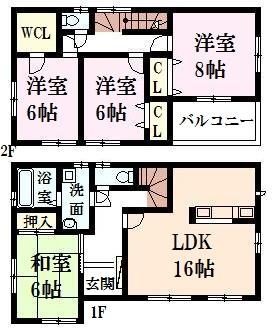 Floor plan. 29,800,000 yen, 4LDK, Land area 152.47 sq m , Building area 105.17 sq m