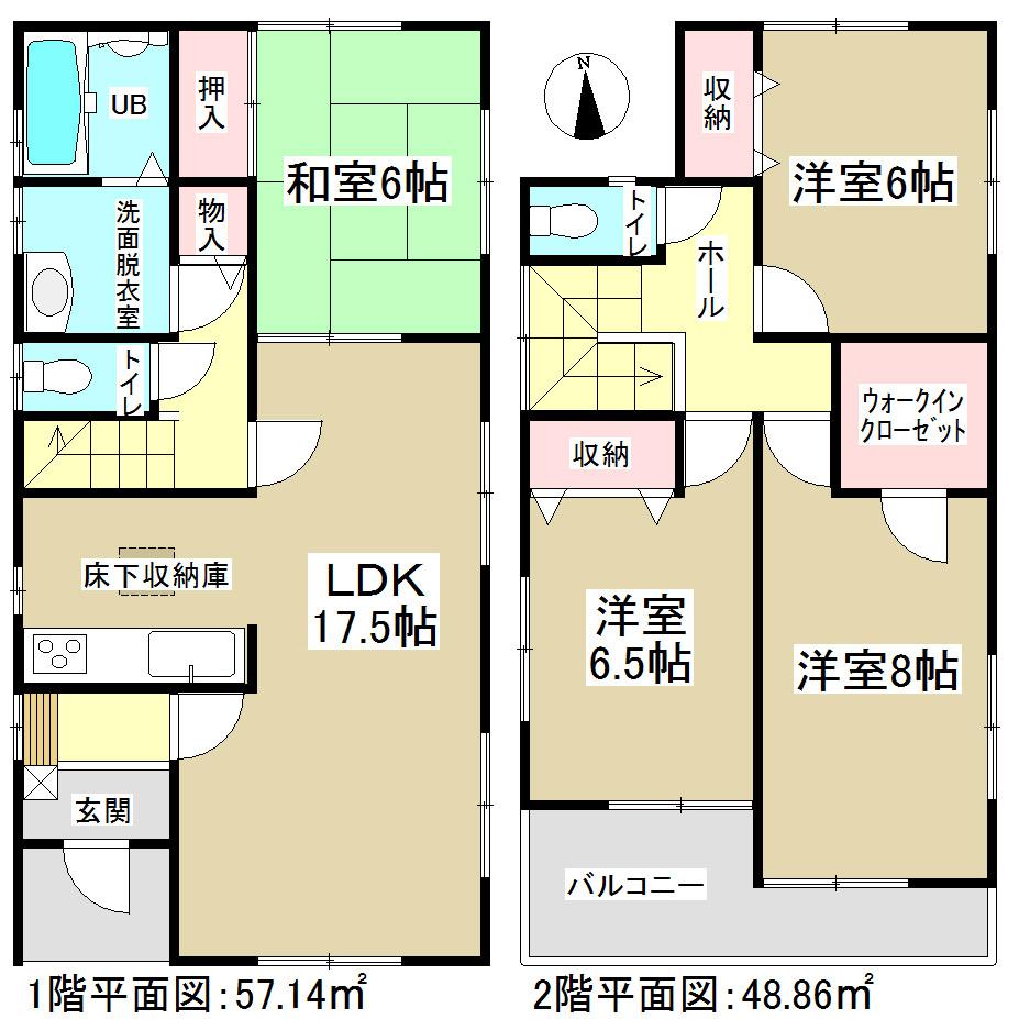 Floor plan. 28.8 million yen, 4LDK, Land area 145.33 sq m , Building area 106 sq m walk-in closet with! 