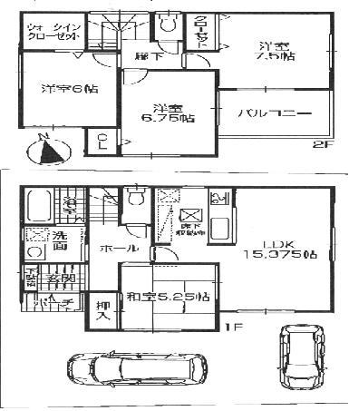 Floor plan. (1 Building), Price 23.8 million yen, 4LDK, Land area 105.15 sq m , Building area 97 sq m