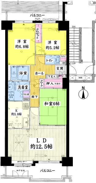 Floor plan. 3LDK, Price 11.9 million yen, Occupied area 78.34 sq m , Balcony area 9.03 sq m