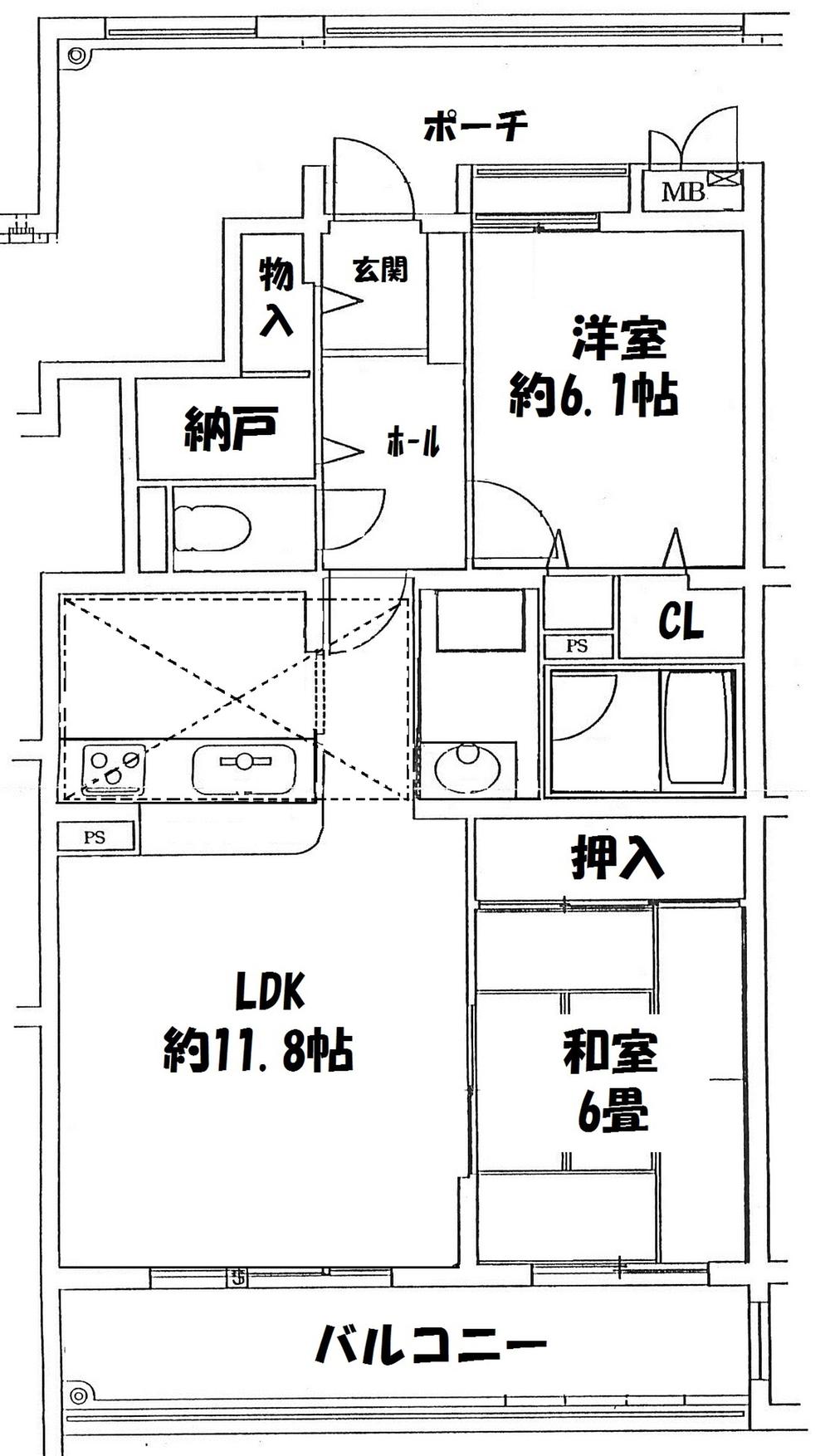 Floor plan. 2LDK + 2S (storeroom), Price 9.38 million yen, Footprint 66.8 sq m , Balcony area 10.5 sq m