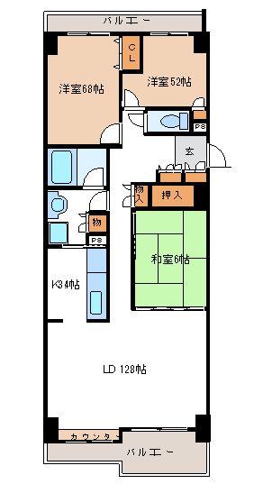 Floor plan. 3LDK, Price 11.9 million yen, Occupied area 78.56 sq m , Balcony area 14.39 sq m