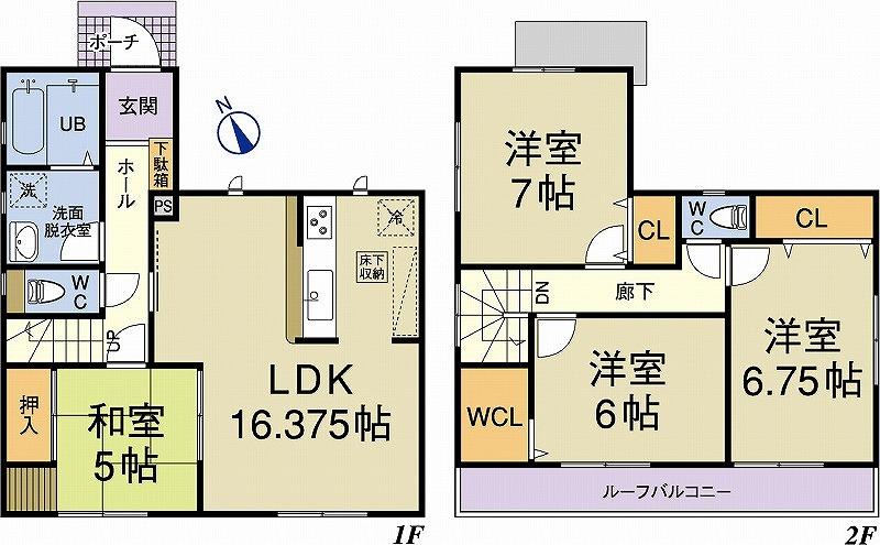 Floor plan. 22,900,000 yen, 4LDK, Land area 125 sq m , Building area 98.96 sq m