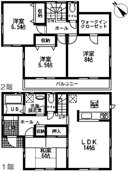 Floor plan. (1 Building), Price 27,800,000 yen, 4LDK, Land area 137.69 sq m , Building area 103.51 sq m