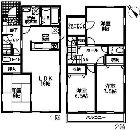 Floor plan. (3 Building), Price 29,800,000 yen, 4LDK, Land area 157.61 sq m , Building area 106 sq m