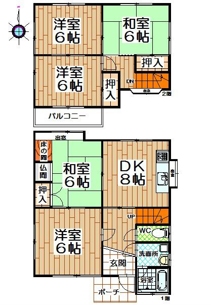 Floor plan. 13.8 million yen, 5DK, Land area 135.43 sq m , Building area 91.91 sq m