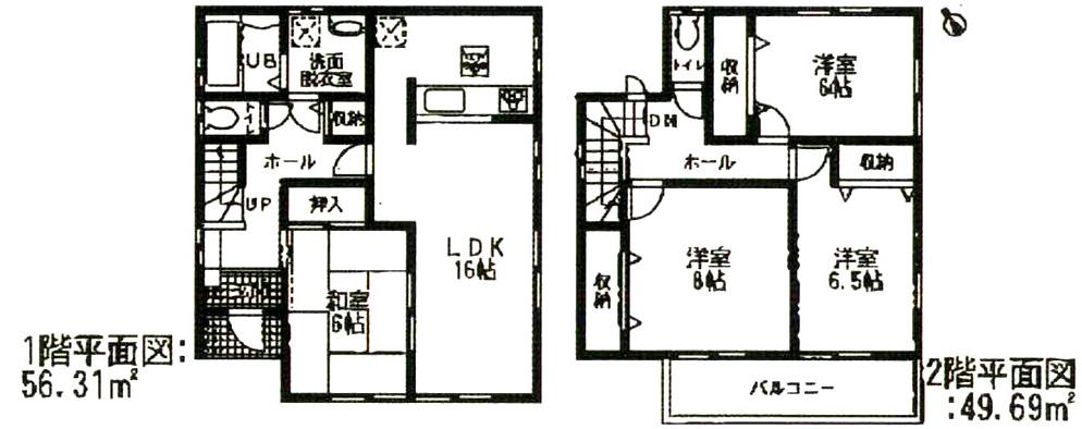 Floor plan. (Building 2), Price 29,800,000 yen, 4LDK, Land area 151.86 sq m , Building area 106 sq m