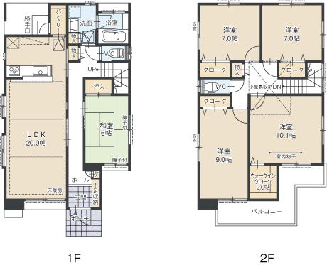 Floor plan. (E Building), Price 36.5 million yen, 5LDK, Land area 228.35 sq m , Building area 141.91 sq m