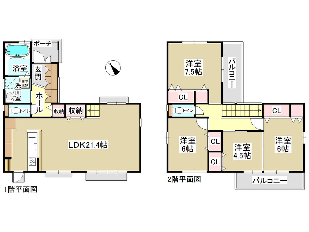 Floor plan. (East Building), Price 29,800,000 yen, 4LDK, Land area 121 sq m , Building area 110.14 sq m