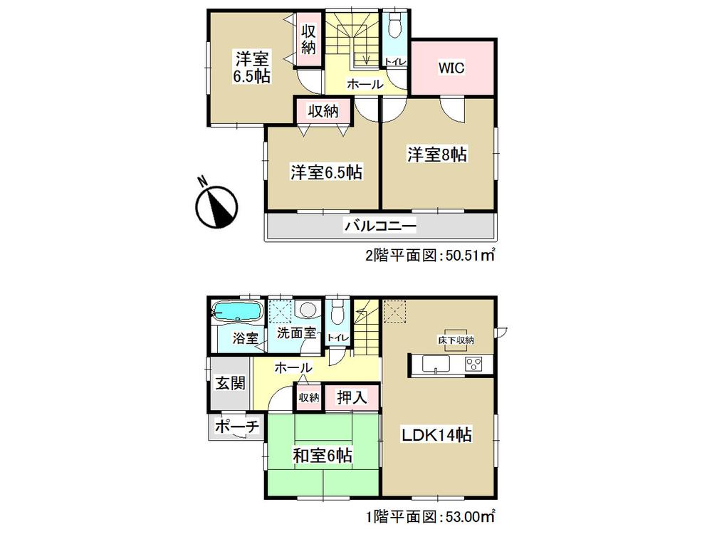 Floor plan. (1 Building), Price 27,800,000 yen, 4LDK, Land area 137.69 sq m , Building area 103.51 sq m