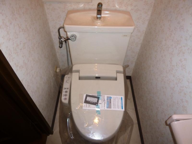 Toilet. It is a newly established warm water washing toilet seat