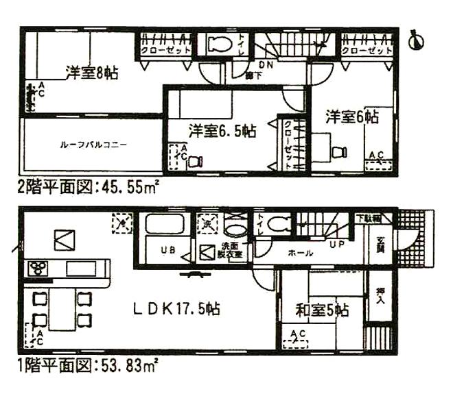 Floor plan. (1 Building), Price 24.5 million yen, 4LDK, Land area 185.32 sq m , Building area 99.38 sq m