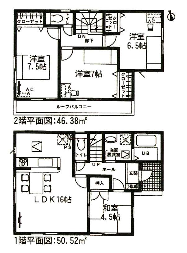 Floor plan. (3 Building), Price 22,900,000 yen, 4LDK, Land area 221.12 sq m , Building area 96.9 sq m