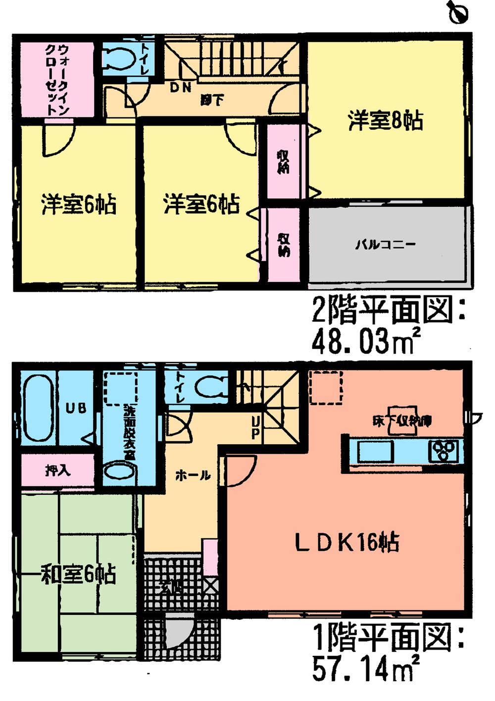 Floor plan. (3 Building), Price 26,800,000 yen, 4LDK, Land area 130.36 sq m , Building area 105.17 sq m