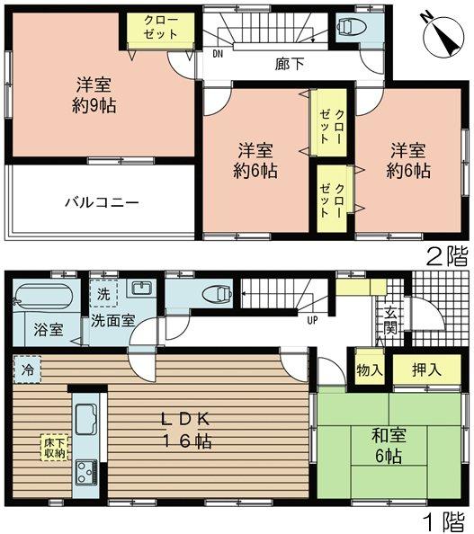 Floor plan. (1 Building), Price 26,800,000 yen, 4LDK, Land area 149.12 sq m , Building area 105.17 sq m