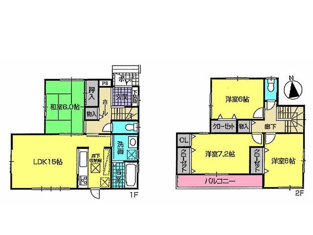 Floor plan. 23.8 million yen, 4LDK, Land area 139.32 sq m , Building area 97.61 sq m floor plan