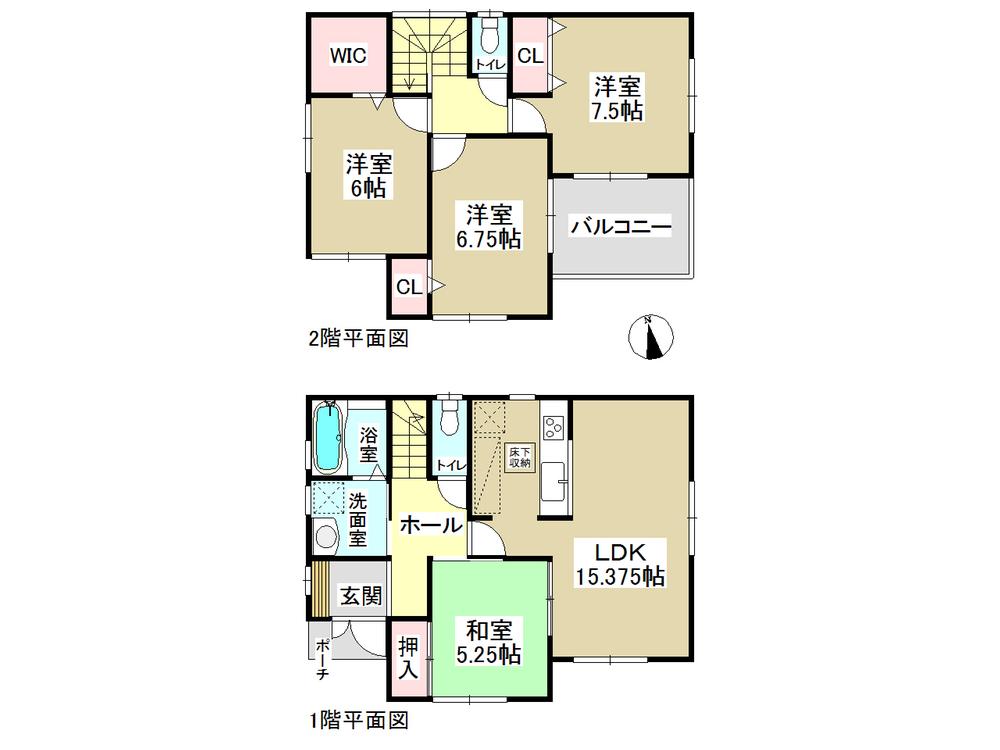 Floor plan. (1 Building), Price 23.8 million yen, 4LDK, Land area 105.15 sq m , Building area 97 sq m