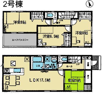 Floor plan. (Building 2), Price 24,900,000 yen, 4LDK, Land area 165.69 sq m , Building area 99.38 sq m