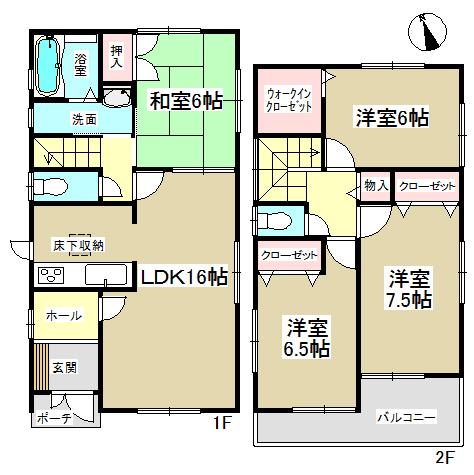 Floor plan. (1 Building), Price 25,300,000 yen, 4LDK, Land area 133.45 sq m , Building area 98.82 sq m