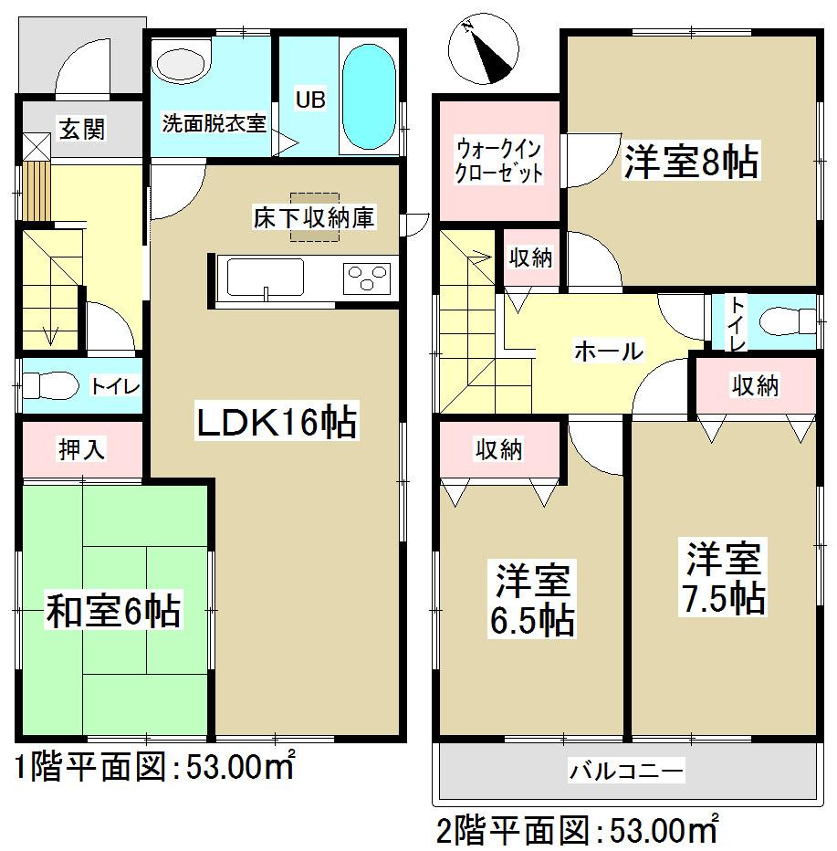 Floor plan. (3 Building), Price 29,800,000 yen, 4LDK, Land area 157.61 sq m , Building area 106 sq m