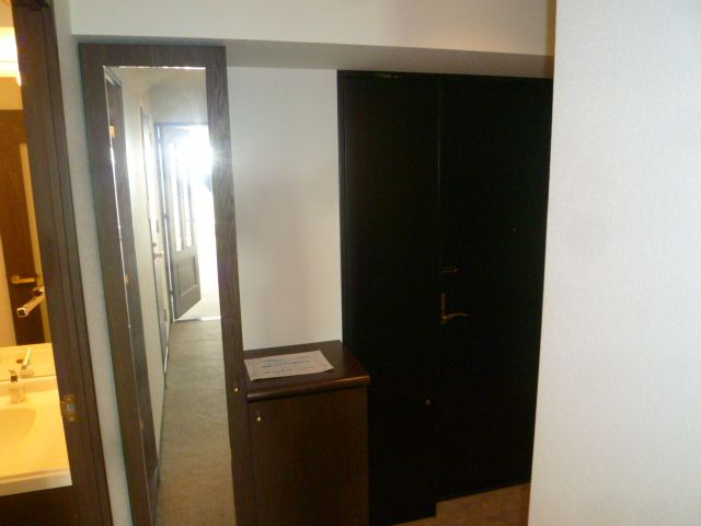 Entrance. Full-length mirror with a shoebox. 