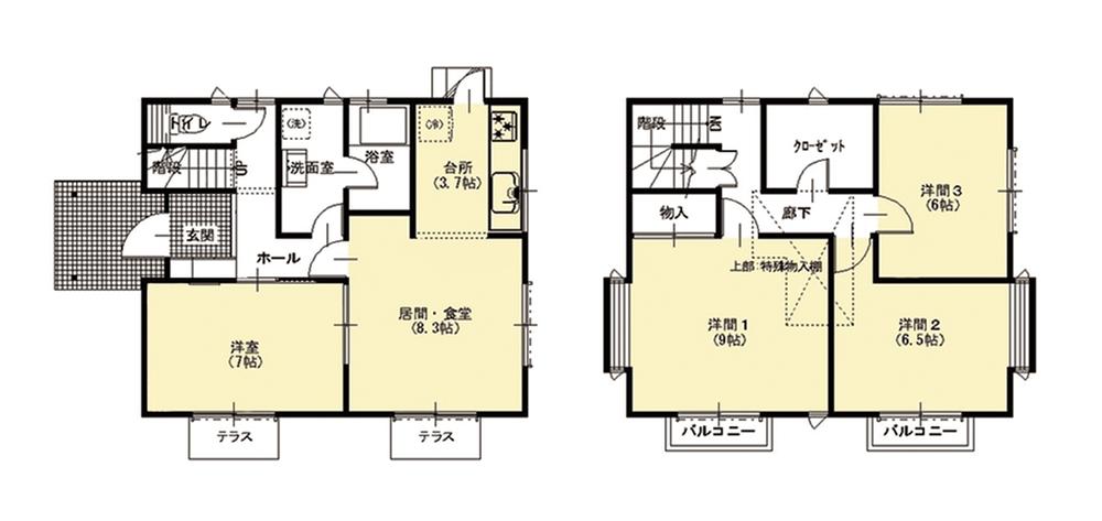 Floor plan. 18.5 million yen, 4DK, Land area 202.5 sq m , Building area 97.71 sq m