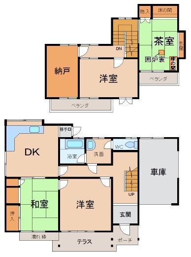 Floor plan. 16.8 million yen, 4DK + S (storeroom), Land area 203.17 sq m , There is Japanese-style room with a building area of ​​112.63 sq m hearth.