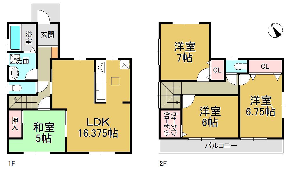 Floor plan. (1 Building), Price 22,900,000 yen, 4LDK, Land area 125 sq m , Building area 98.96 sq m