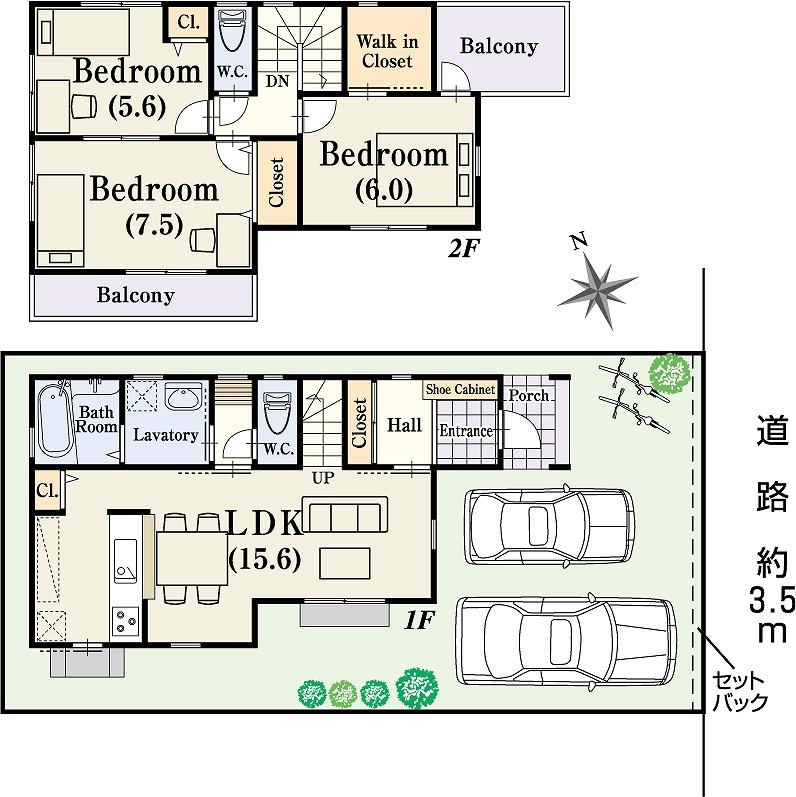 Floor plan. 27.5 million yen, 3LDK, Land area 104.44 sq m , Building area 87.78 sq m