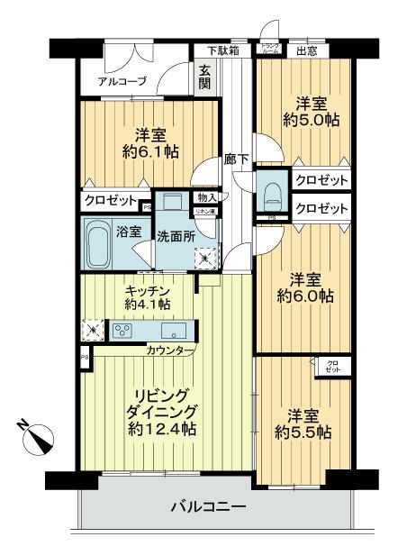 Floor plan. 4LDK, Price 15.8 million yen, Occupied area 86.46 sq m , Balcony area 12.01 sq m