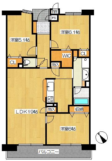 Floor plan. 3LDK, Price 15.8 million yen, Occupied area 78.32 sq m , Balcony area 11.73 sq m floor plan