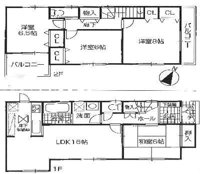 Floor plan. (1 Building), Price 24,800,000 yen, 4LDK, Land area 133.49 sq m , Building area 98.82 sq m