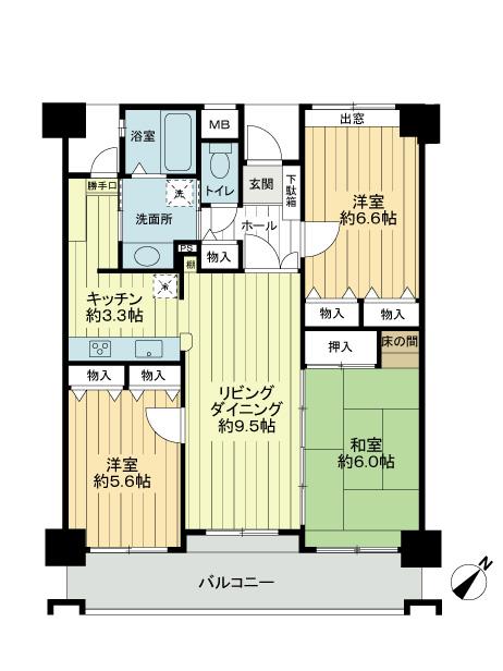Floor plan. 3LDK, Price 11.8 million yen, Occupied area 77.05 sq m , Balcony area 12.55 sq m