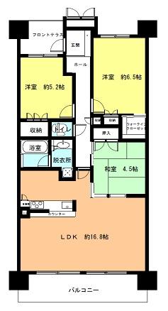 Floor plan. 3LDK, Price 19 million yen, Occupied area 75.79 sq m , Balcony area 12.6 sq m