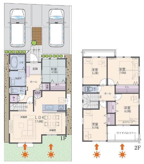 Floor plan. (Ctype), Price 32,800,000 yen, 5LDK, Land area 133.9 sq m , Building area 112.62 sq m