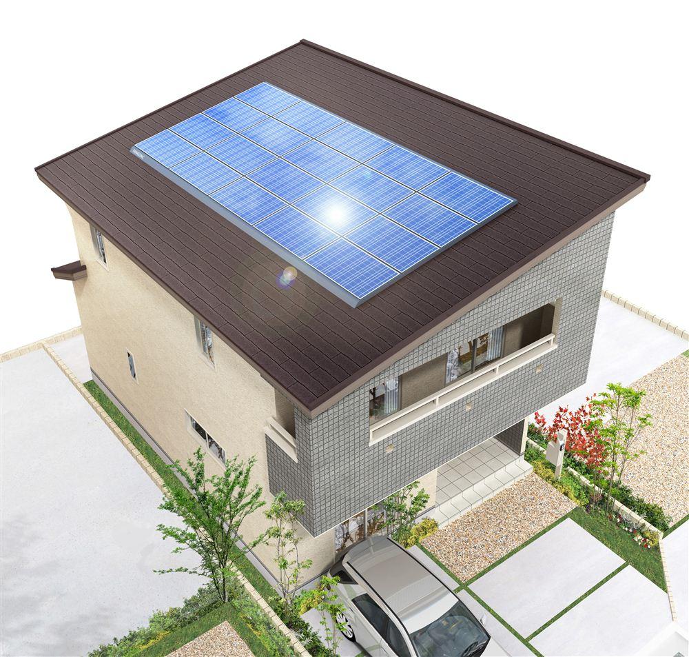 Rendering (appearance). Building D Rendering 5kW solar panels installed