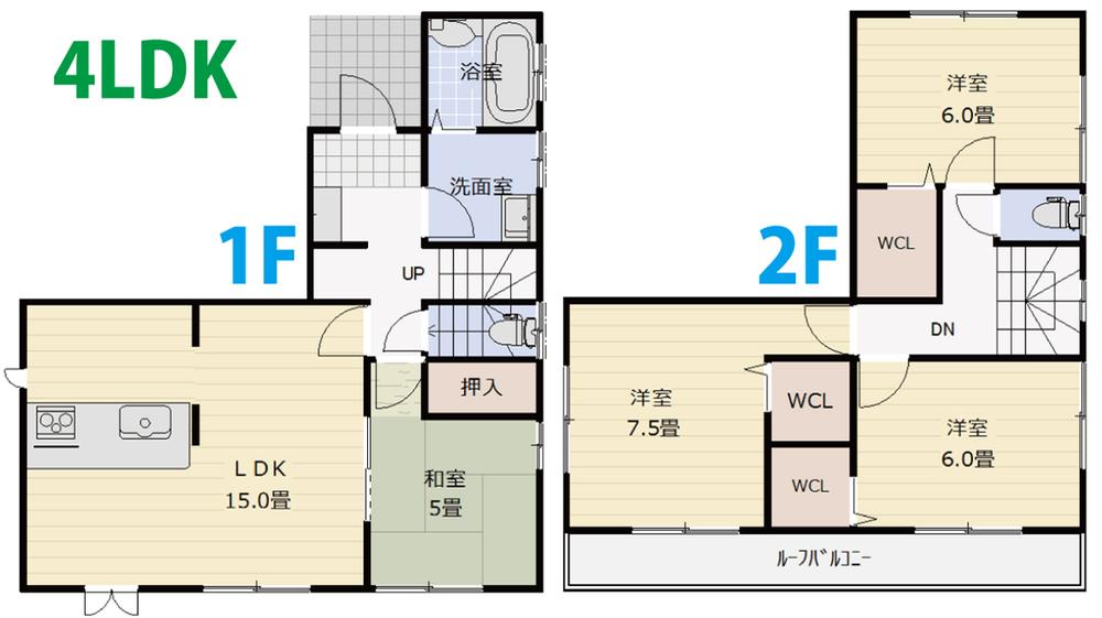 Floor plan. (1 Building), Price 23,900,000 yen, 4LDK, Land area 135 sq m , Building area 96.9 sq m