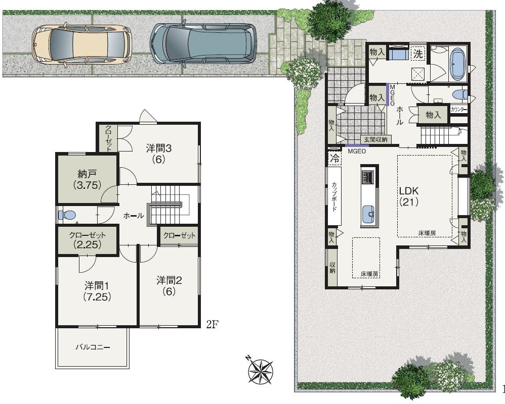Floor plan. (No. 4 locations), Price 44,500,000 yen, 3LDK+S, Land area 233.57 sq m , Building area 114.29 sq m