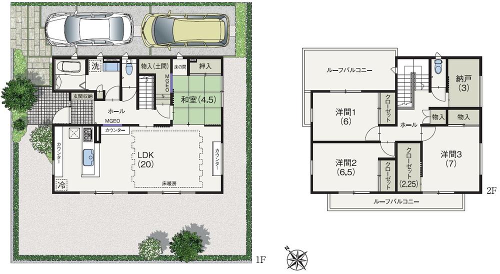 Floor plan. (No. 5 locations), Price 45,300,000 yen, 4LDK+S, Land area 216.69 sq m , Building area 129.14 sq m