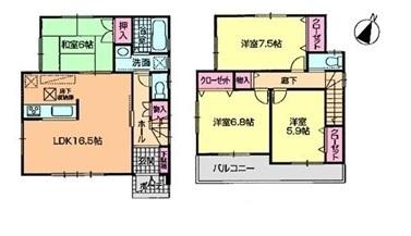 Floor plan. 22,800,000 yen, 4LDK, Land area 146.82 sq m , Building area 98.82 sq m