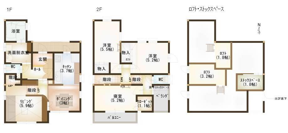 Floor plan. (E compartment reference plan), Price 25,220,000 yen, 3LDK, Land area 161.1 sq m , Building area 79.29 sq m