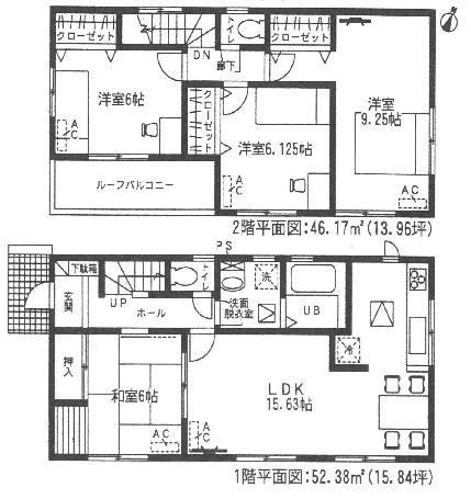 Floor plan. (Building 2), Price 24,800,000 yen, 4LDK, Land area 154.94 sq m , Building area 98.55 sq m