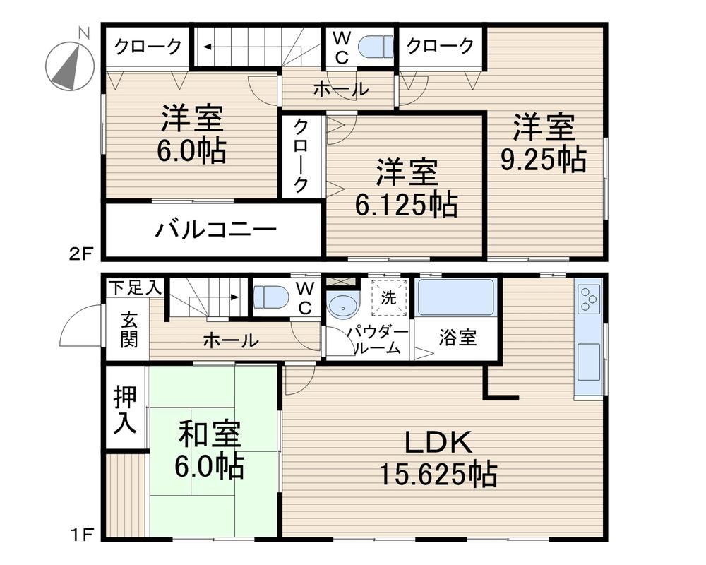 Floor plan. (Building 2), Price 22,900,000 yen, 4LDK, Land area 154.94 sq m , Building area 98.55 sq m