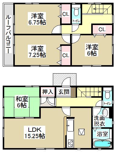 Floor plan. (1 Building), Price 33,800,000 yen, 4LDK, Land area 126.7 sq m , Building area 99.39 sq m