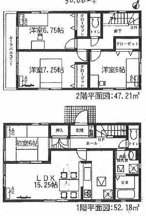 Floor plan. (1 Building), Price 33,800,000 yen, 4LDK, Land area 126.7 sq m , Building area 99.39 sq m