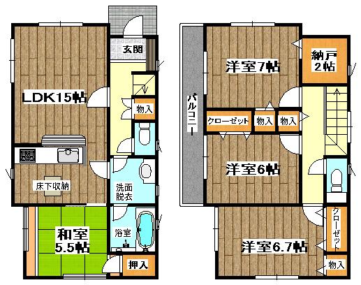 Floor plan. (Building 2), Price 28,900,000 yen, 4LDK+S, Land area 120.02 sq m , Building area 97.6 sq m