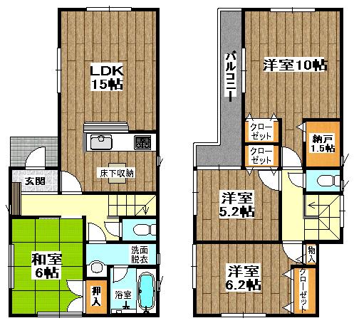 Floor plan. (3 Building), Price 28,900,000 yen, 4LDK+S, Land area 133.66 sq m , Building area 97.6 sq m