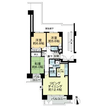 Floor plan. 3LDK, Price 13.8 million yen, Occupied area 80.41 sq m , Balcony area 13.42 sq m